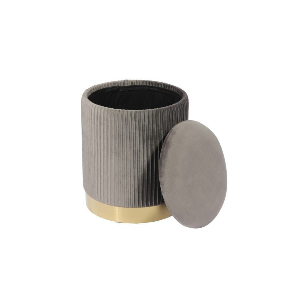 TOV Furniture Zoe Gray Velvet Storage Ottoman