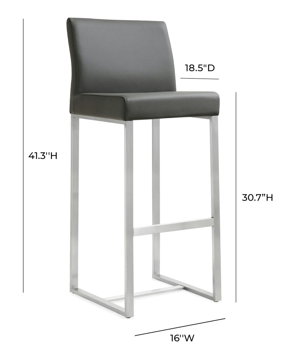 TOV Furniture Denmark Grey Stainless Steel Barstool (Set of 2)