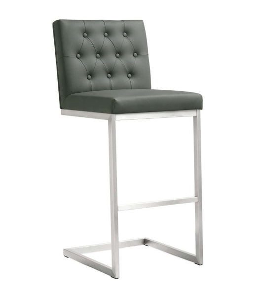 TOV Furniture Helsinki Grey Stainless Steel Barstool  - Set of 2