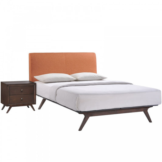 Tracy 2 Piece Queen Bedroom Set, Cappuccino Orange