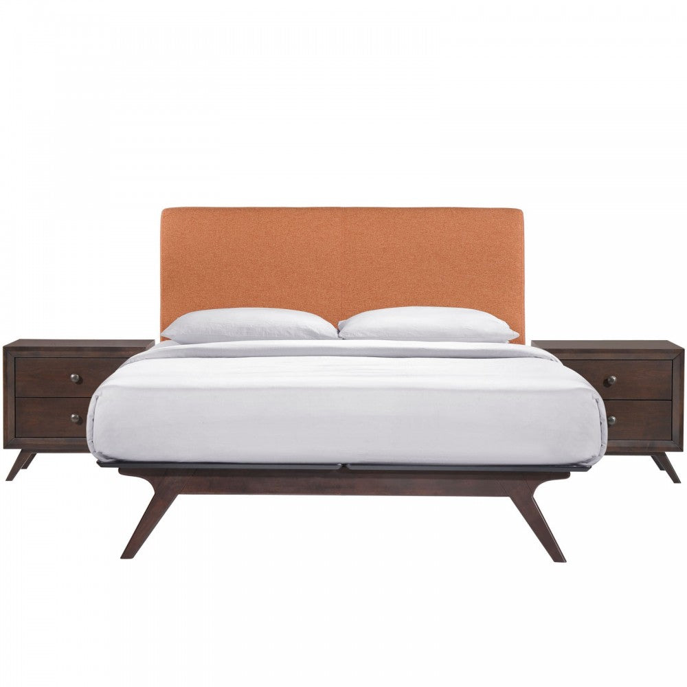 Tracy 3 Piece Queen Bedroom Set, Cappuccino Orange, MOD-5261-CAP-ORA-SET