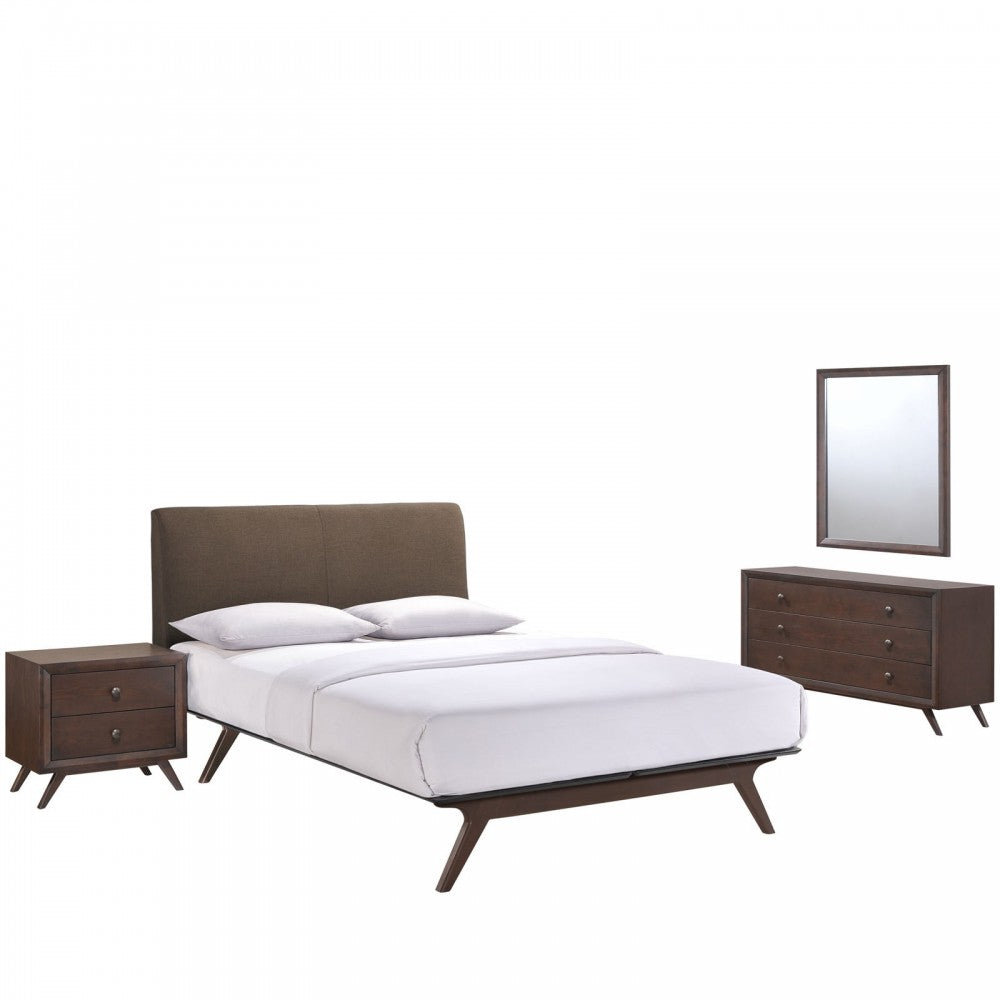 Tracy 4 Piece Queen Bedroom Set, Cappuccino Brown