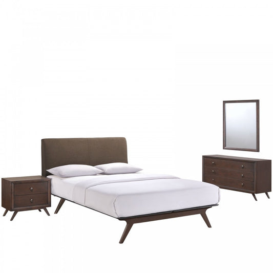 Tracy 4 Piece Queen Bedroom Set, Cappuccino Brown