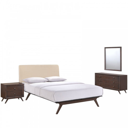 Tracy 4 Piece Queen Bedroom Set, Cappuccino Beige
