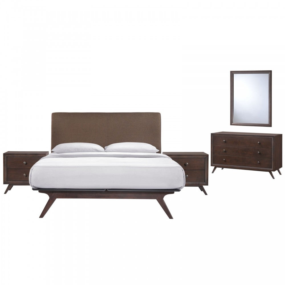 Tracy 5 Piece Queen Bedroom Set, Cappuccino Brown