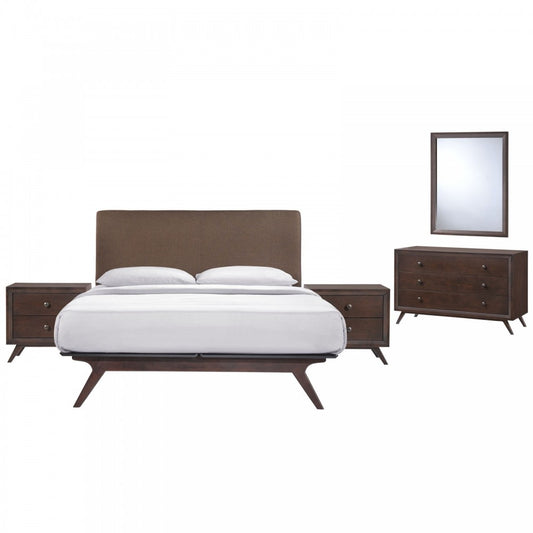 Tracy 5 Piece Queen Bedroom Set, Cappuccino Brown