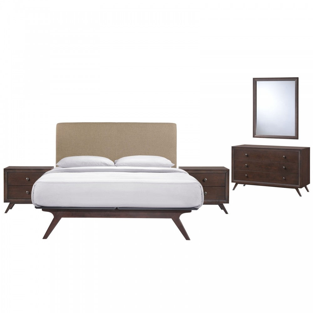 Tracy 5 Piece Queen Bedroom Set, Cappuccino Latte