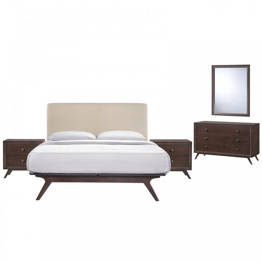 Tracy 5 Piece Queen Bedroom Set, Cappuccino Beige