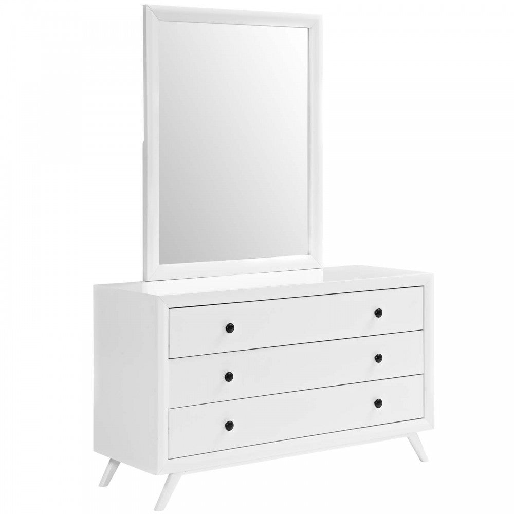 Tracy Dresser and Mirror, White