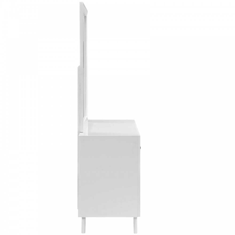 Tracy Dresser and Mirror, White