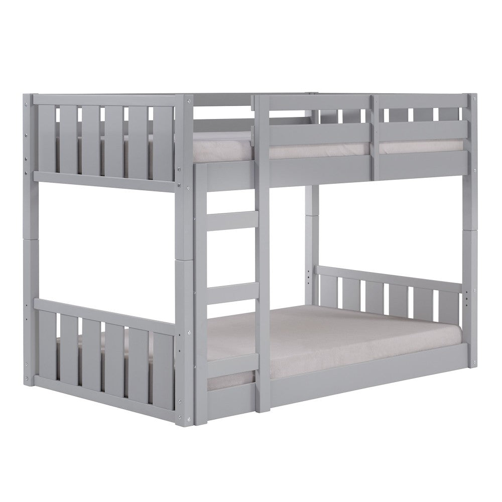 Traditional Twin over Twin Solid Wood Stackable Slat Bunk Bed - Gray