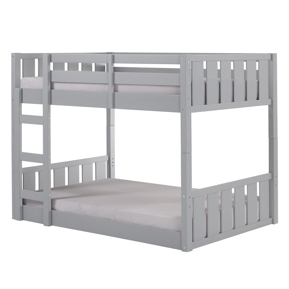 Traditional Twin over Twin Solid Wood Stackable Slat Bunk Bed - Gray