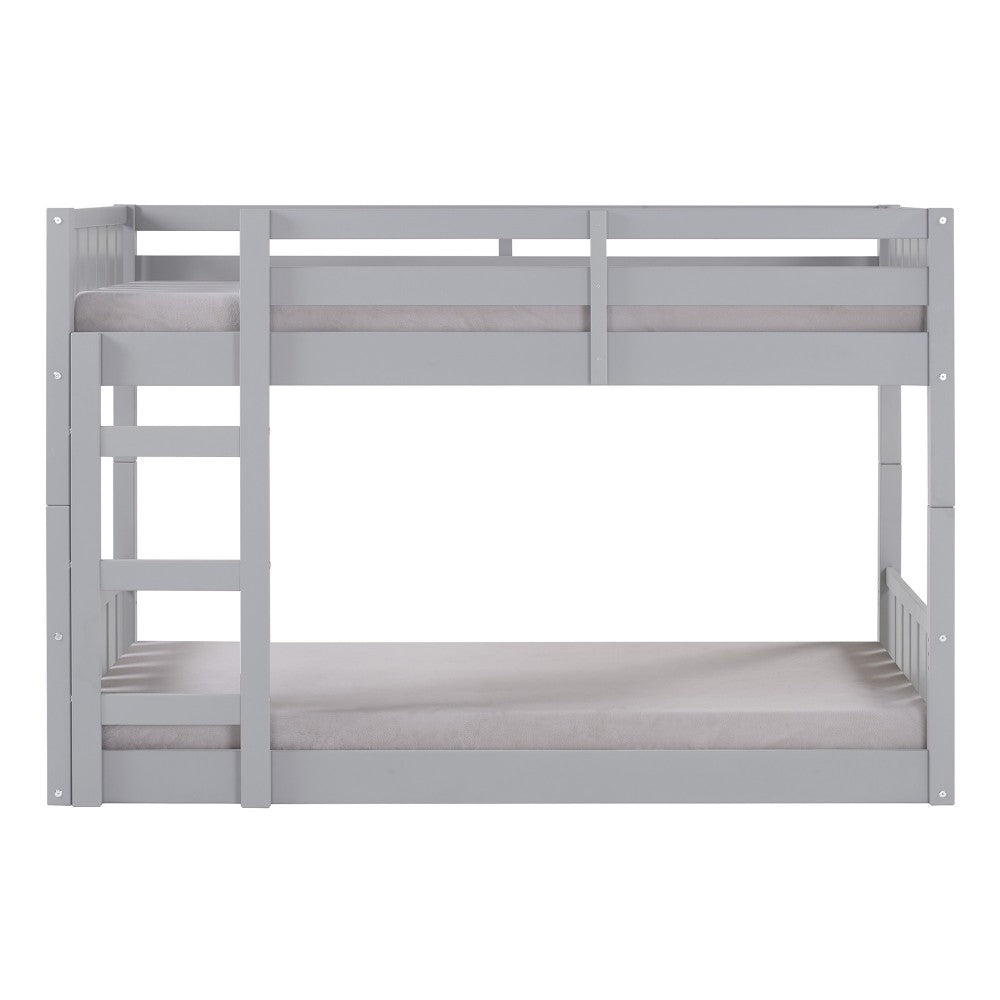 Traditional Twin over Twin Solid Wood Stackable Slat Bunk Bed - Gray