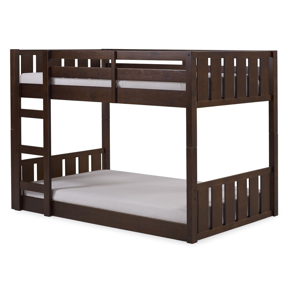 Traditional Twin over Twin Solid Wood Stackable Slat Bunk Bed - Walnut