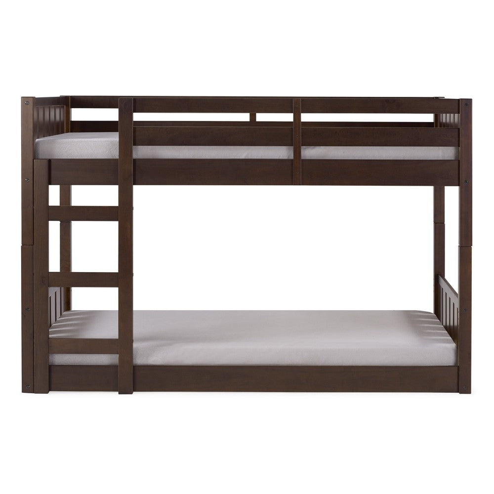 Traditional Twin over Twin Solid Wood Stackable Slat Bunk Bed - Walnut