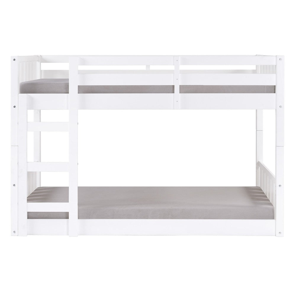 Traditional Twin over Twin Solid Wood Stackable Slat Bunk Bed - White