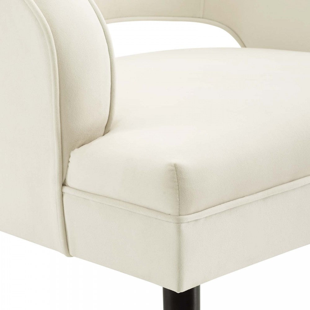 Traipse Button Tufted Open Back Performance Velvet Armchair, Ivory