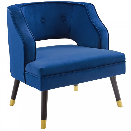 Traipse Button Tufted Open Back Performance Velvet Armchair, Navy
