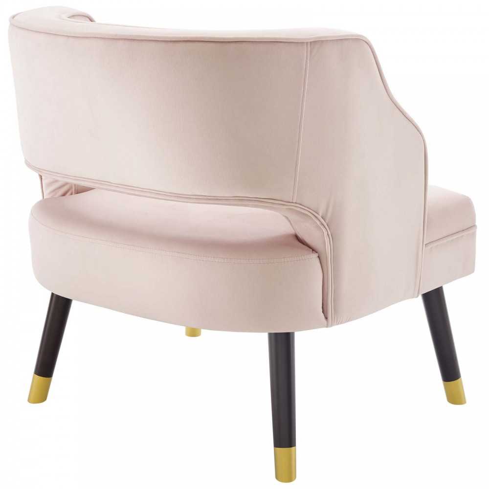 Traipse Button Tufted Open Back Performance Velvet Armchair, Pink