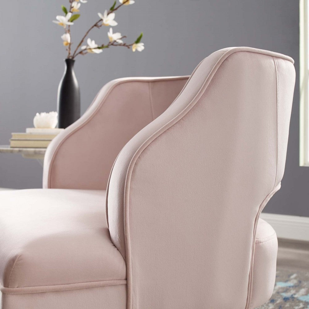 Traipse Button Tufted Open Back Performance Velvet Armchair, Pink