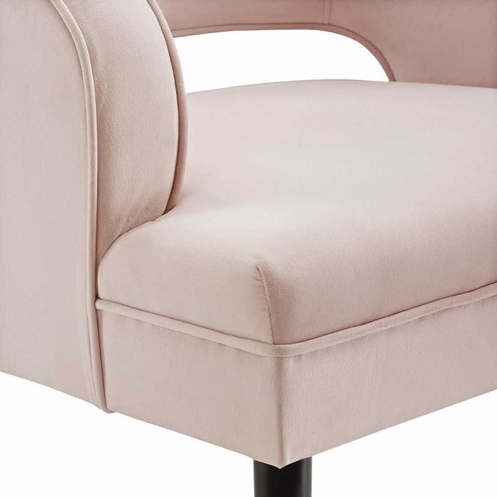 Traipse Button Tufted Open Back Performance Velvet Armchair, Pink