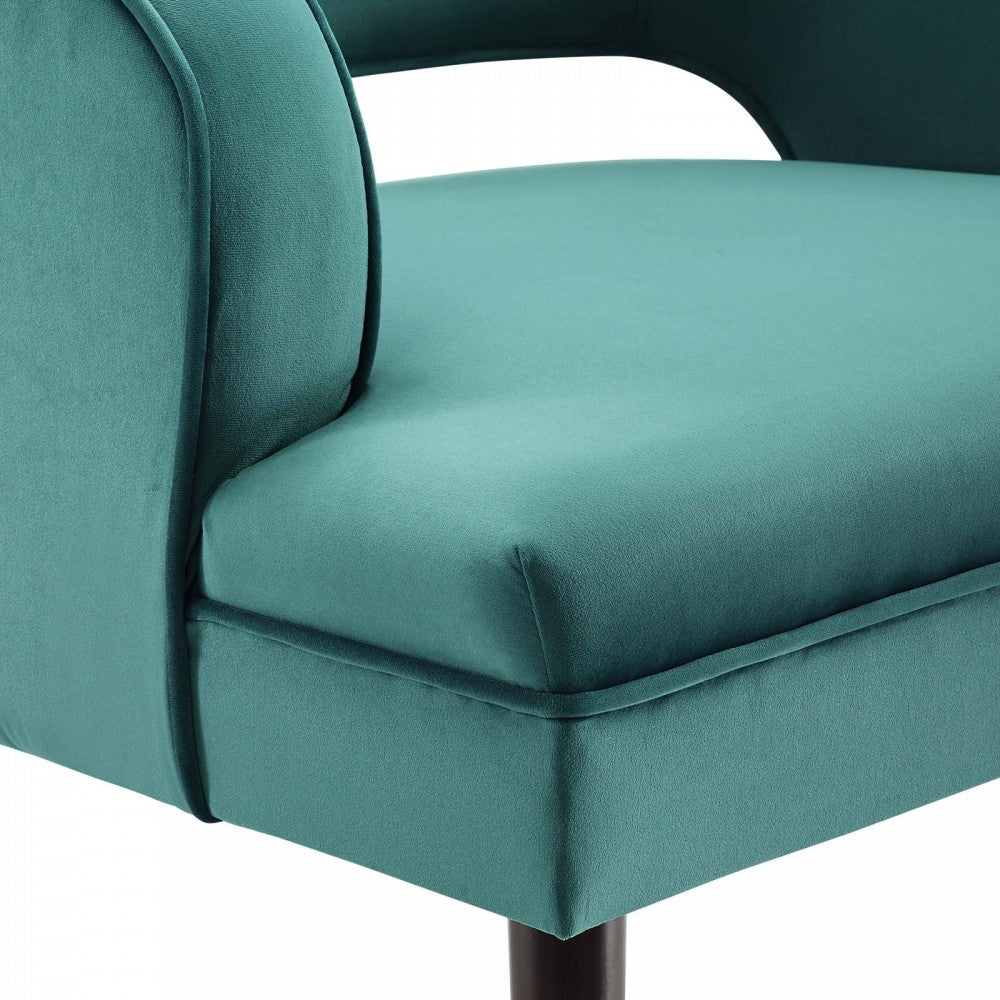 Traipse Button Tufted Open Back Performance Velvet Armchair, Teal
