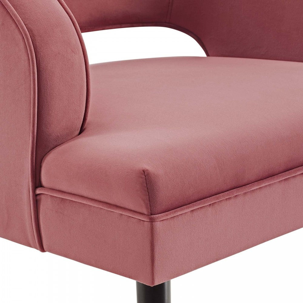 Traipse Button Tufted Open Back Performance Velvet Armchair, Dusty Rose