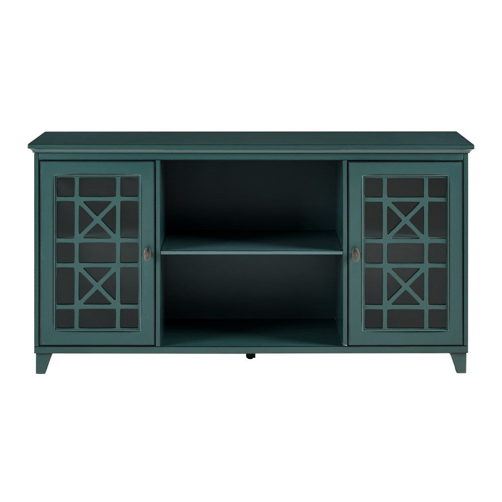 Transitional 2 Door Fretwork Sideboard - Antique Dark Teal