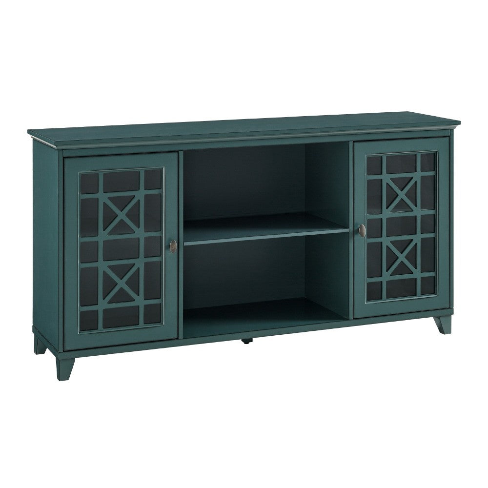 Transitional 2 Door Fretwork Sideboard - Antique Dark Teal