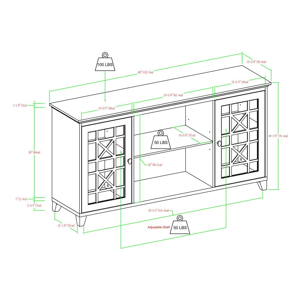 Transitional 2 Door Fretwork Sideboard - Antique Dark Teal