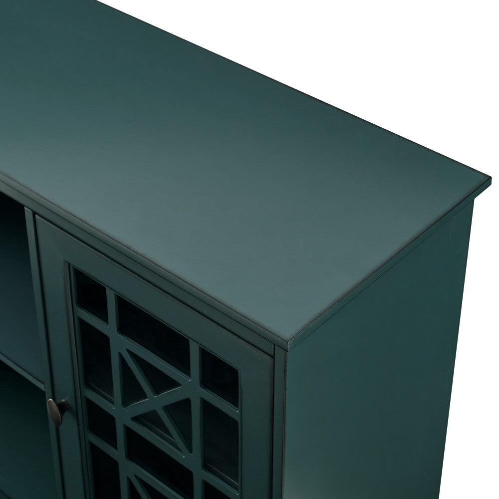 Transitional 2 Door Fretwork Sideboard - Antique Dark Teal