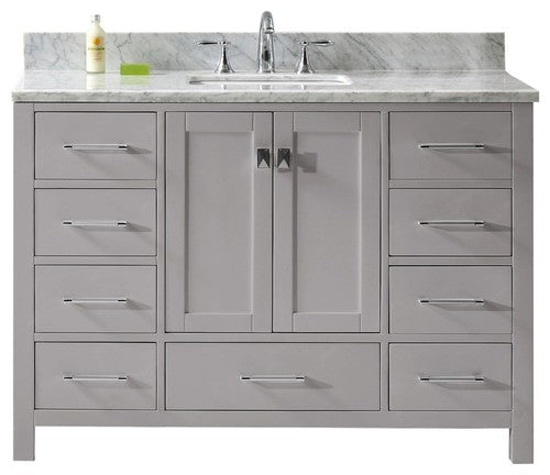 Caroline Avenue 48" Single Bathroom Vanity in Cashmere Grey with Marble Top and Square Sink