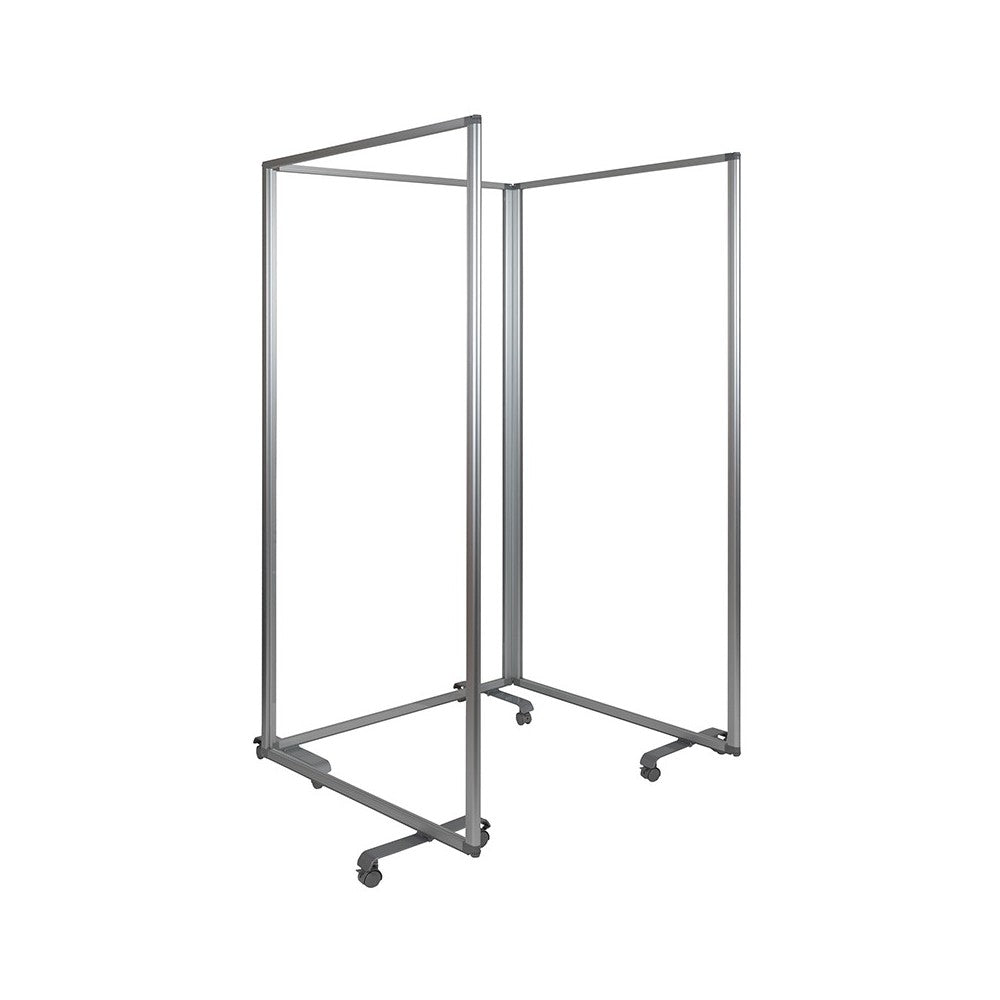 Transparent Acrylic Mobile Partition with Lockable Casters, 72"H x 36"L (3 Sections Included)