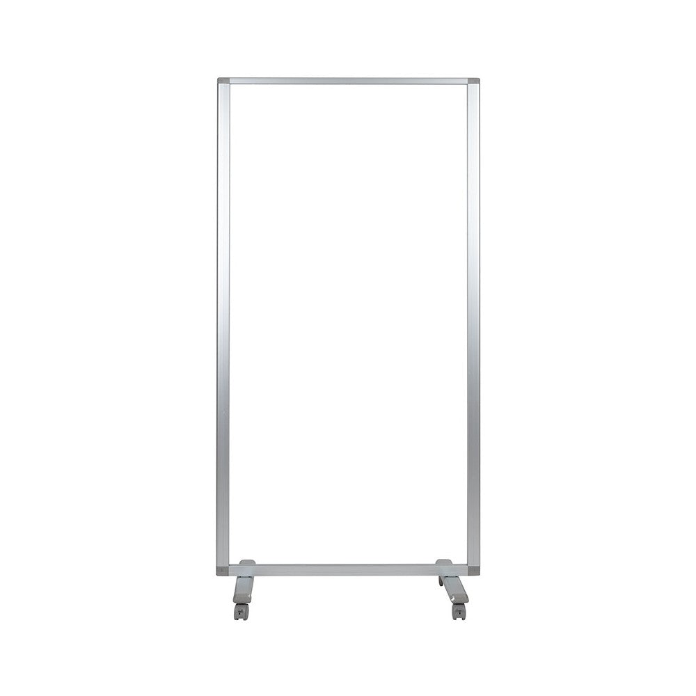 Transparent Acrylic Mobile Partition with Lockable Casters, 72"H x 36"L