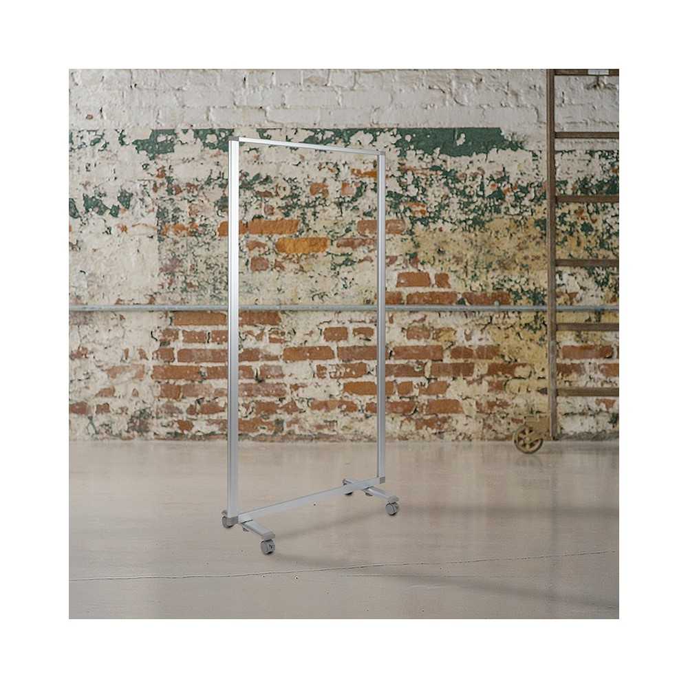 Transparent Acrylic Mobile Partition with Lockable Casters, 72"H x 36"L