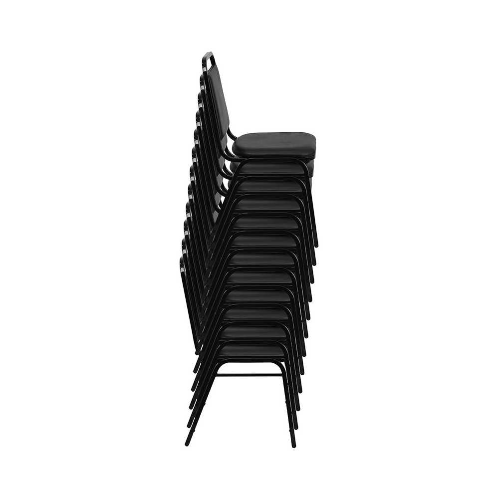 Trapezoidal Back Stacking Banquet Chair in Brown Vinyl - Copper Vein Frame