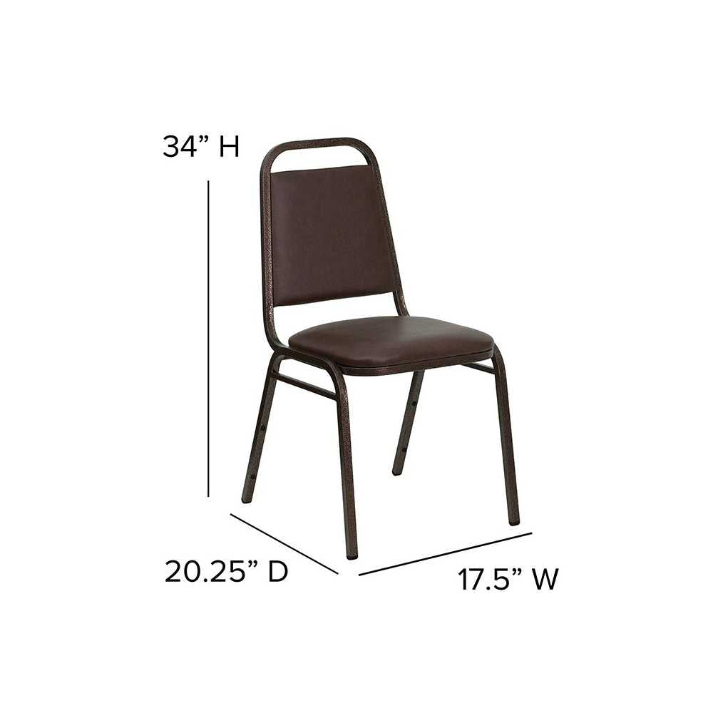Trapezoidal Back Stacking Banquet Chair in Brown Vinyl - Copper Vein Frame