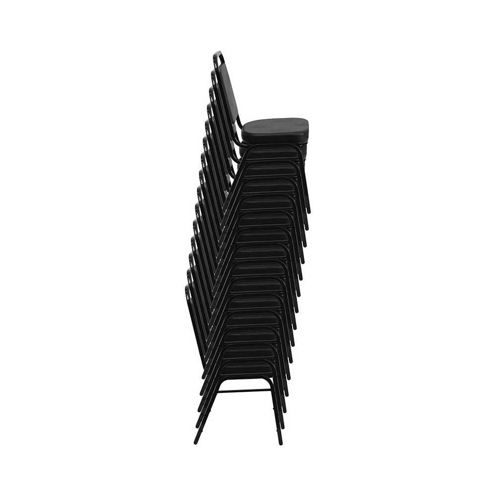 Trapezoidal Back Stacking Banquet Chair in Navy Patterned Fabric - Gold Frame