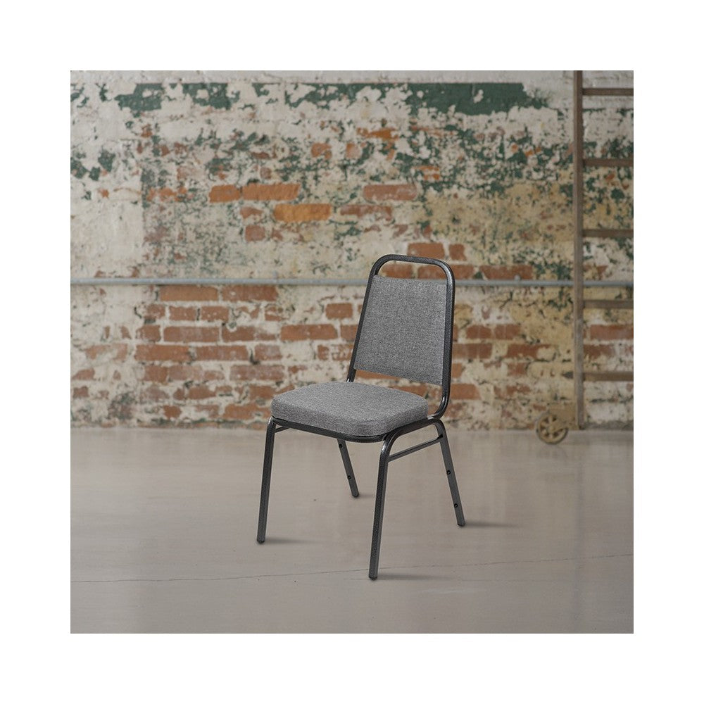 Trapezoidal Back Stacking Banquet Chair with 2.5" Thick Seat in Gray Fabric - Silver Vein Frame