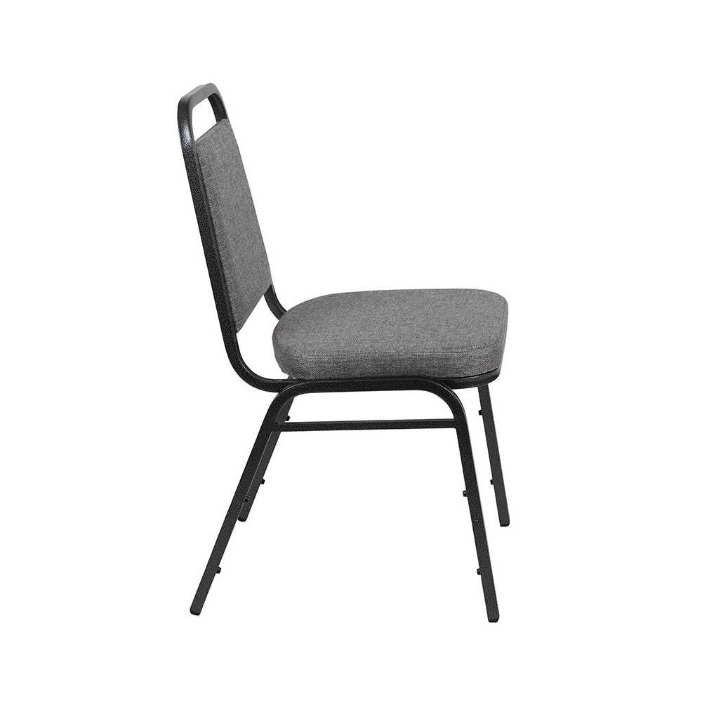 Trapezoidal Back Stacking Banquet Chair with 2.5" Thick Seat in Gray Fabric - Silver Vein Frame
