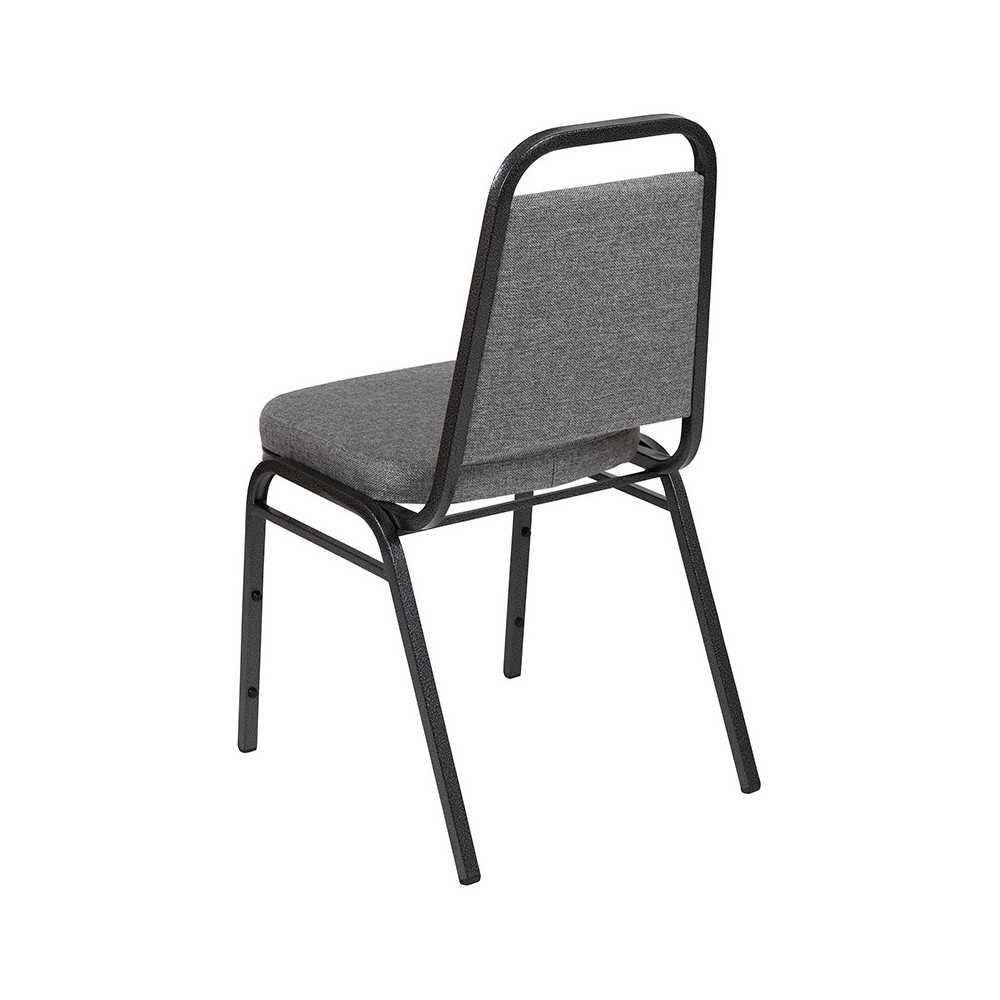 Trapezoidal Back Stacking Banquet Chair with 2.5" Thick Seat in Gray Fabric - Silver Vein Frame