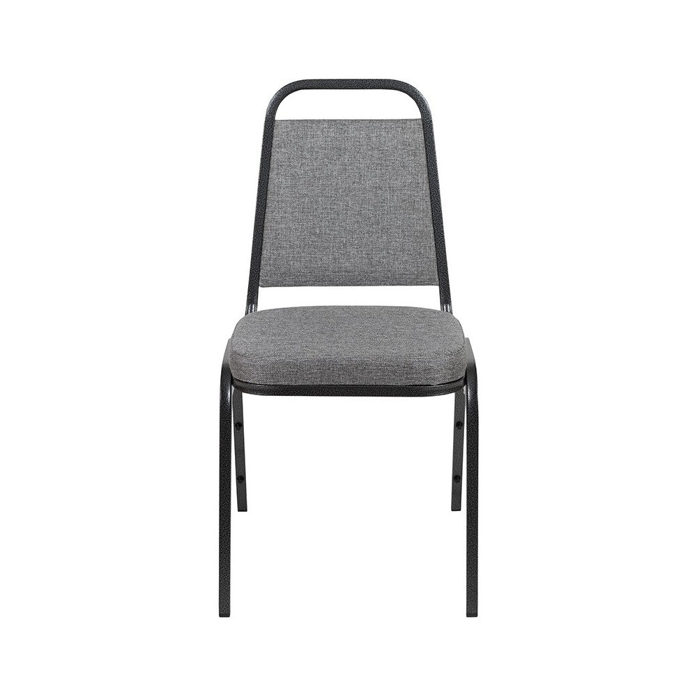 Trapezoidal Back Stacking Banquet Chair with 2.5" Thick Seat in Gray Fabric - Silver Vein Frame