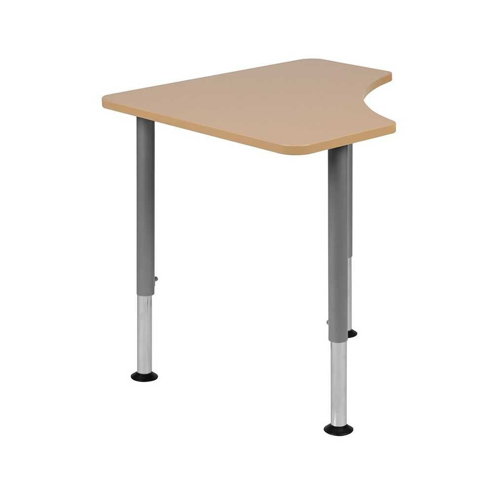 Triangular Natural Collaborative Student Desk (Adjustable from 22.3" to 34") - Home and Classroom