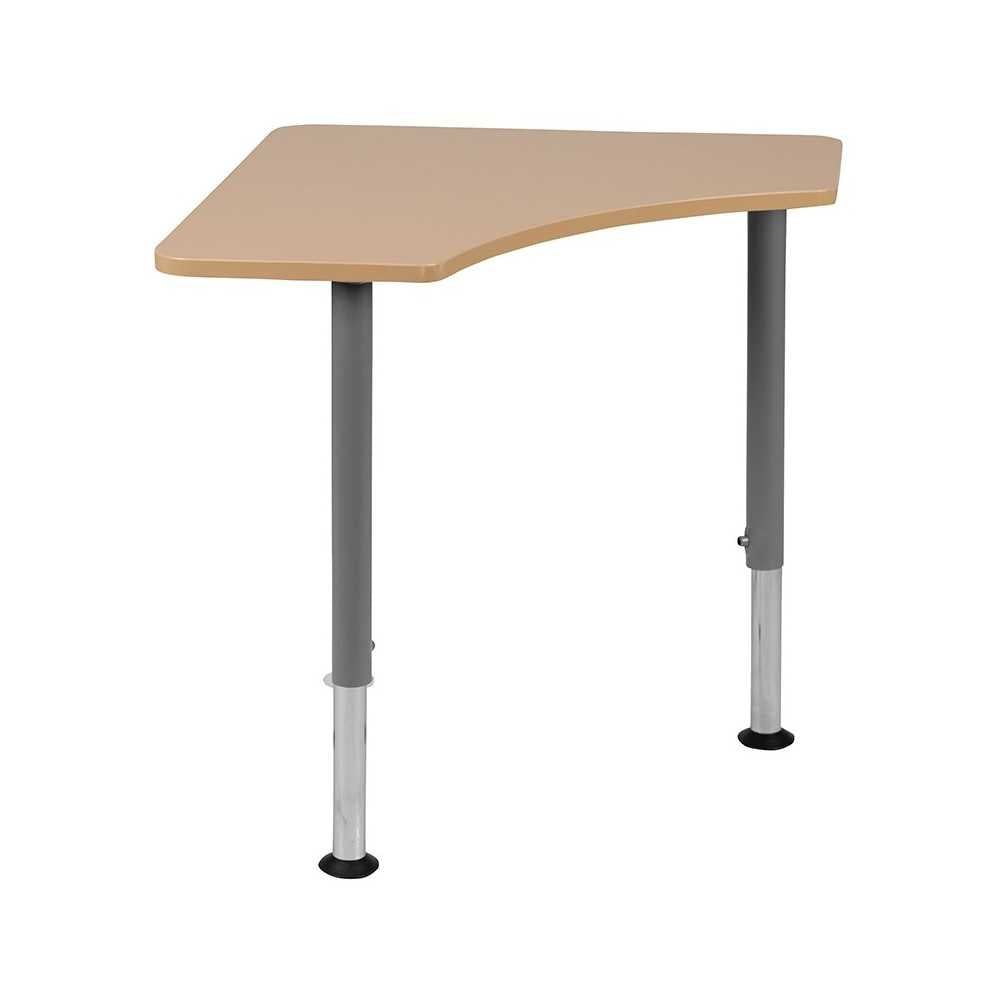 Triangular Natural Collaborative Student Desk (Adjustable from 22.3" to 34") - Home and Classroom