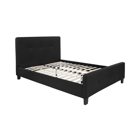Tribeca Full Size Tufted Upholstered Platform Bed in Black Fabric