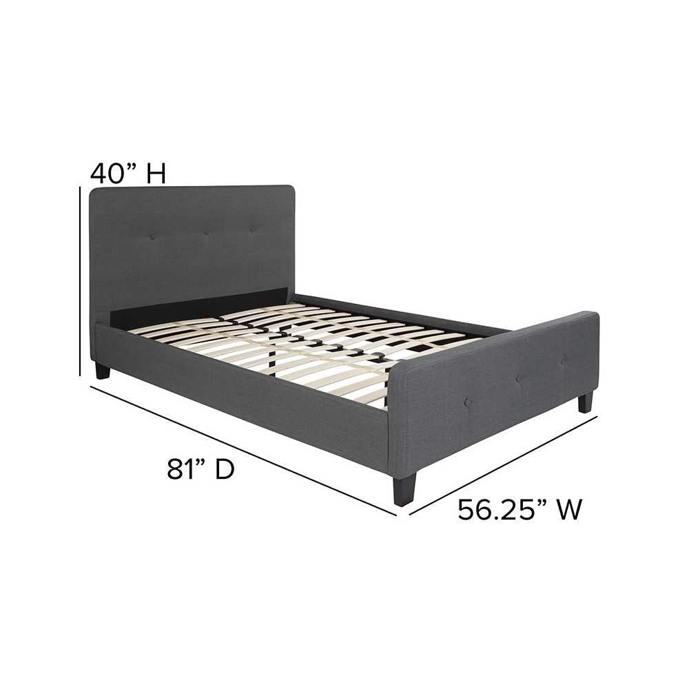 Tribeca Full Size Tufted Upholstered Platform Bed in Dark Gray Fabric