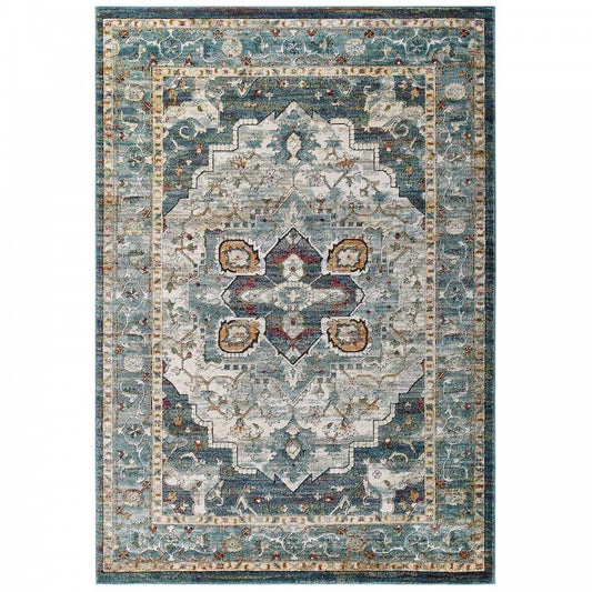 Tribute Diantha Distressed Vintage Floral Persian Medallion 5x8 Area Rug, Multicolor