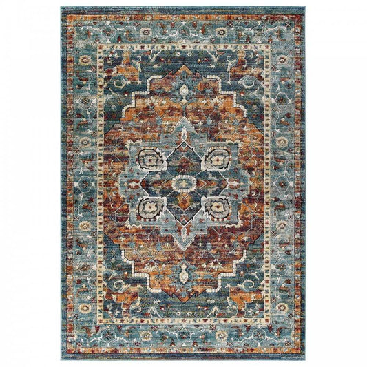 Tribute Diantha Distressed Vintage Floral Persian Medallion 8x10 Area Rug, Multicolored