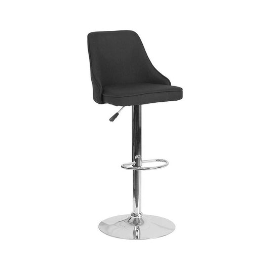 Trieste Contemporary Adjustable Height Barstool in Black Fabric