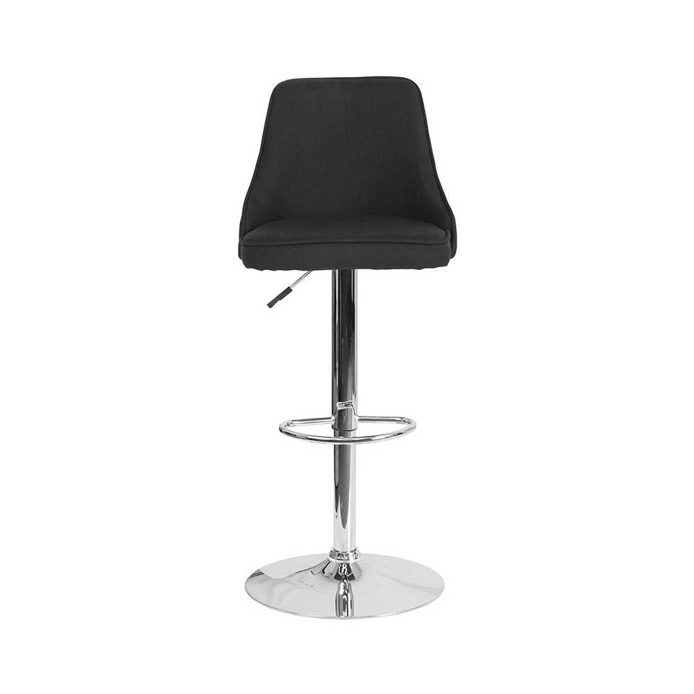 Trieste Contemporary Adjustable Height Barstool in Black Fabric